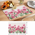 thumbnail image 6 of Pink Tulip Flower Placemats Set of 6 Spring Floral Leaves Plants Retro Beige Place Mats Indoor Wipeable Table Mats Washable Dining Table Placemats for Kitchen Holiday Party Home Decor 13x19 Inch, 6 of 9
