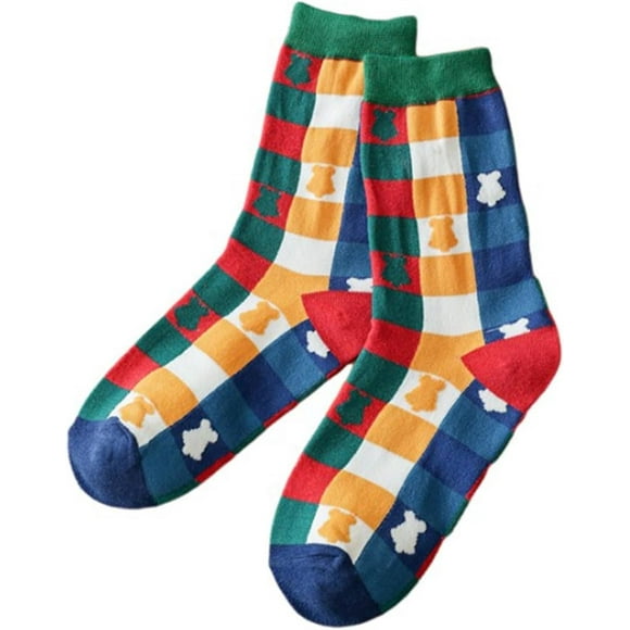 Queilt Womens & Mens Personalized Cute Pattern Cotton Socks Casual Daily Mid-Calf Sock Winter Warm Cozy House Sleep Socks