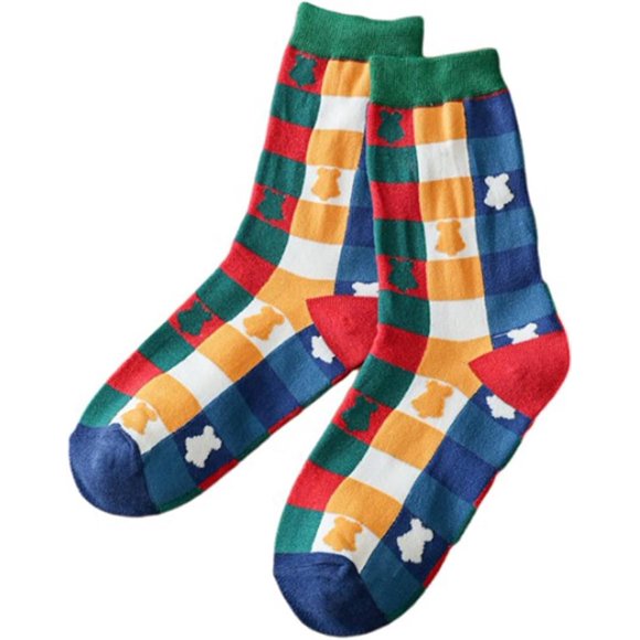 Queilt Womens & Mens Personalized Cute Pattern Cotton Socks Casual Daily Mid-Calf Sock Winter Warm Cozy House Sleep Socks