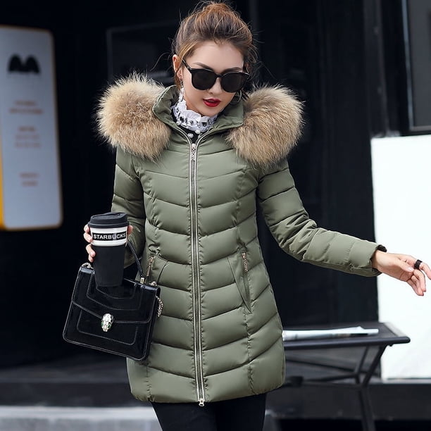 Chaqueta de algodón para mujer, chaqueta de algodón de longitud media, chaqueta de algodón para mujer, chaqueta de algodón gruesa y ajustada, ropa de abrigo