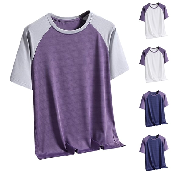 Men's Ice Silk Cooling T-Shirt Short Sleeve Round Neck Casual Sport Top Breathable Quick Dry Tee for Gym Workout Fitness Training and Daily Streetwear Outfits | AESTIVO,Dark Blue L