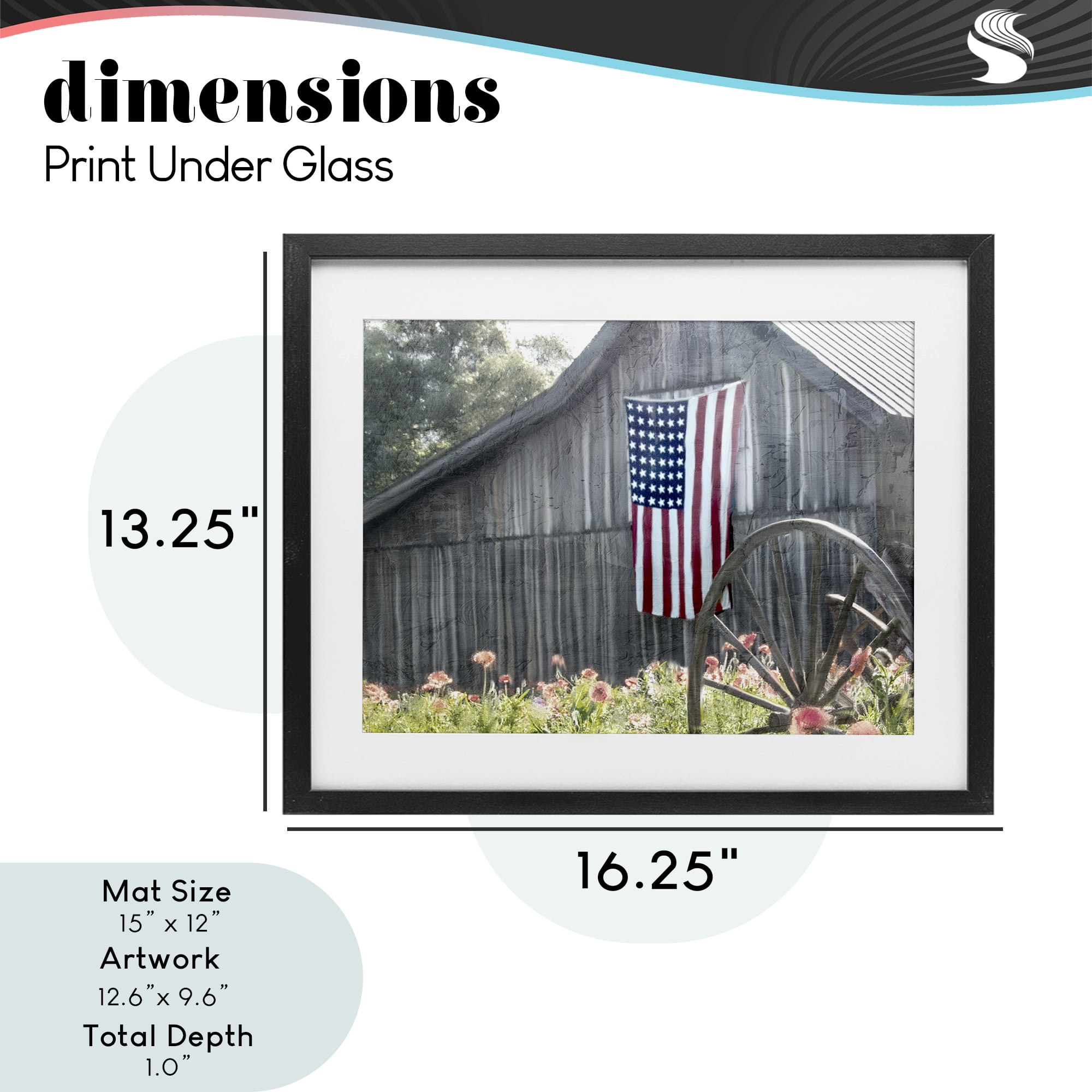 Stupell Industries USA Wagon Wheel Barn Black Framed Print Under Glass, design by Kim Allen