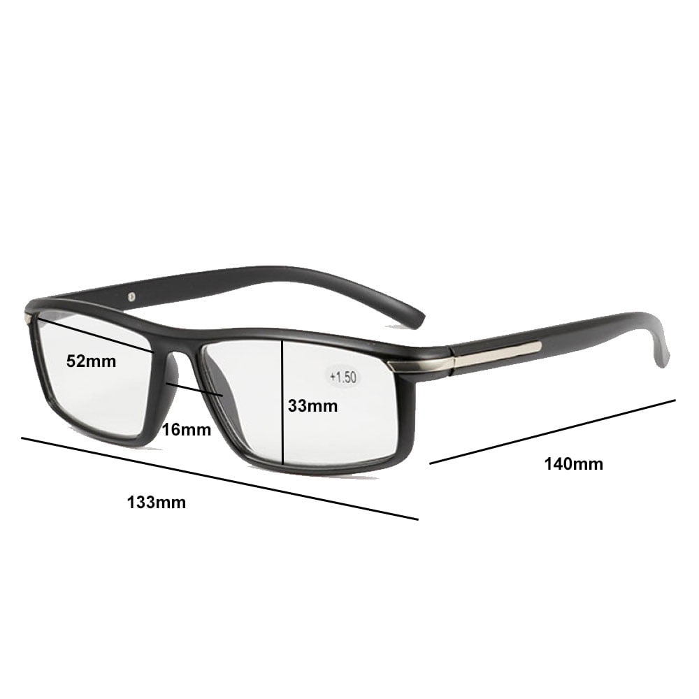 3 Pairs of Black Red Resin Classic Reading Glasses 4.00, Plastic Rectangle Sport Business Readers 4.00 for Men