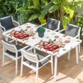 thumbnail image 2 of Christmas Table Cloths for 3 Foot Rectangle Tables, Xmas Deer Ice Cream Cookies Candy Pine Needles Patio Waterproof Elastic Fitted Tablecloths, Washable Rectangular Table Cover for Camping, 2 of 8