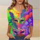 thumbnail image 2 of TaTaai Women's Fashion Christmas Printed Loose Casual V Neck With Three Quarter Sleeves And 3/4 Sleeves T-shirt Pullover Top Gift, 2 of 5