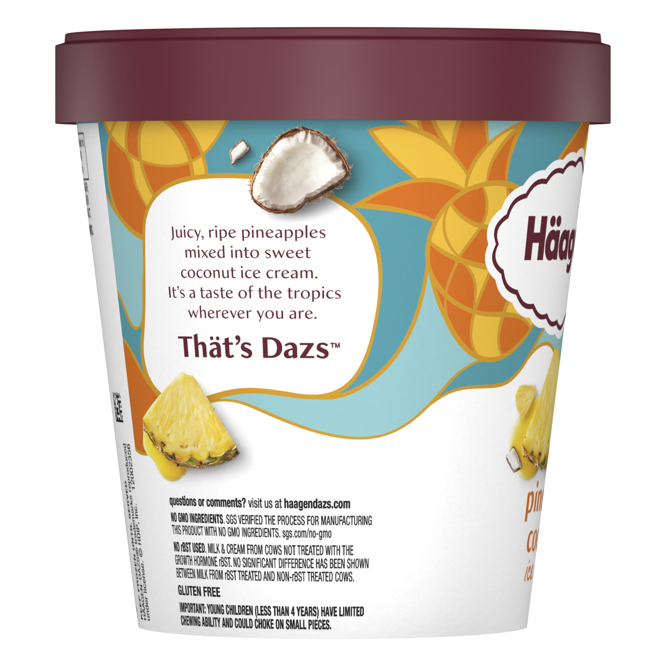 Haagen Dazs Pineapple Coconut Ice Cream, Gluten Free, Kosher, 14