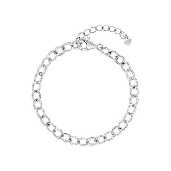 925 Sterling Silver Plain Adjustable Chain Bracelet for Little Girls Charms 5"