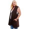 thumbnail image 2 of Pastel by Vivienne Women's Sleeveless Cardigan in Plus Size Brown XXX-Large, 2 of 4