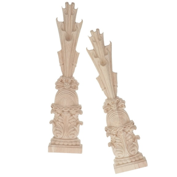 GOOHOCHY Elegant Unpainted Wood Appliques for Furniture DIY Projects Beige 2pcs Decorative Onlays