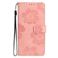 thumbnail image 4 of SaniMore Case for Samsung Galaxy A34 5G 6.6" 2023, [Card Slots + Cash Pocket + Removeable Wrist Strap] PU Leather Embossed Flower Flip Kickstand 360° All-around Protective Wallet Shell, Pink, 4 of 10