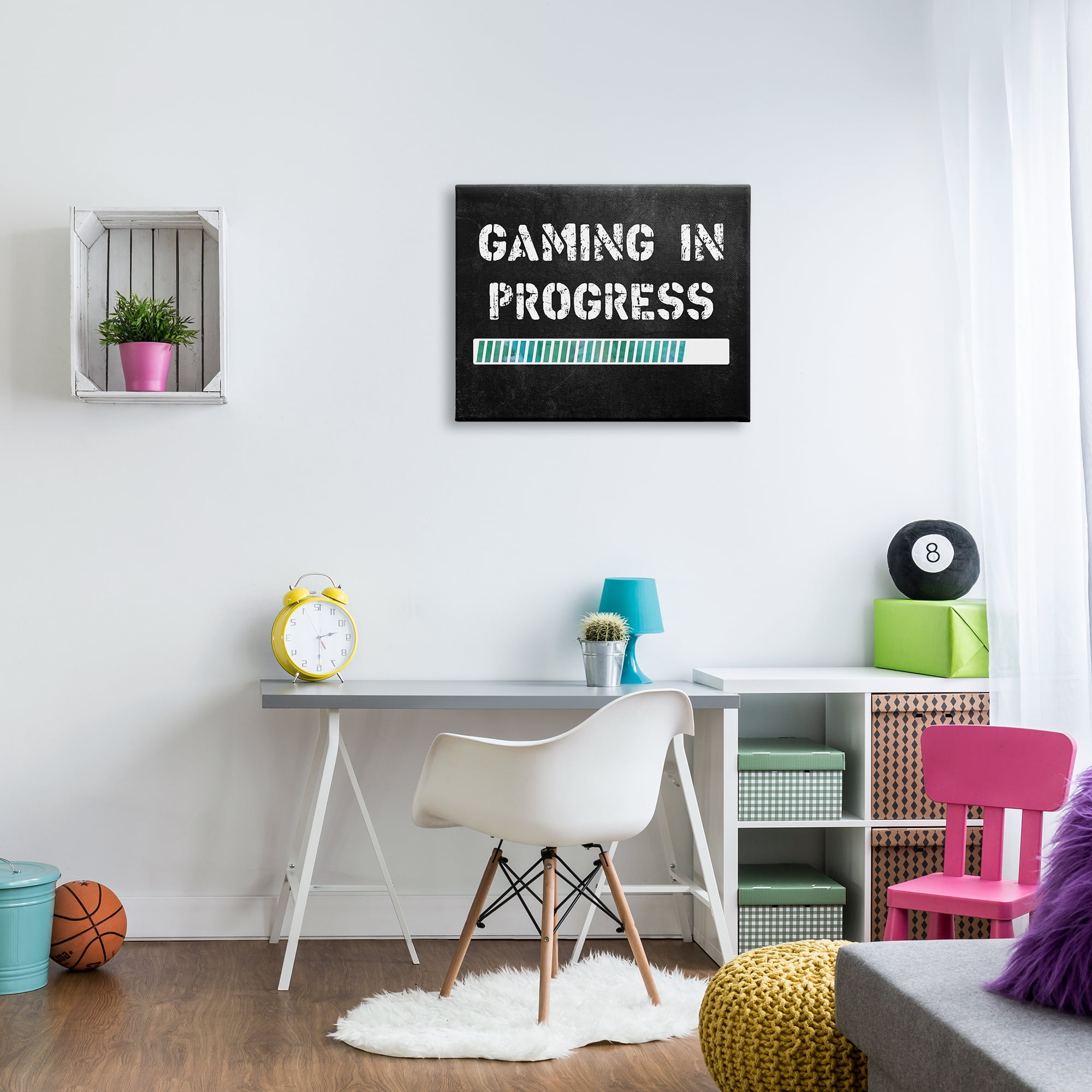 Stupell Industries Gaming In Progress Bar Inspirational Painting Gallery Wrapped Canvas Art Print Wall Art, 30 x 24