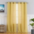 thumbnail image 1 of Haperlare Linen Living Room Curtain 37"W x 95"L Ertra Long Semi-Sheer Farmhouse Light Filtering Window Drapes for Bedroom, Yellow, 2 Panels, 1 of 6