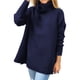 thumbnail image 1 of Suéteres de Cuello Alto de Gran Tamaño para Mujer, Larga de Murciélago, Dobladillo Abierto, Túnica, Suéter de Punto, Tops Azul Real L, 1 of 7