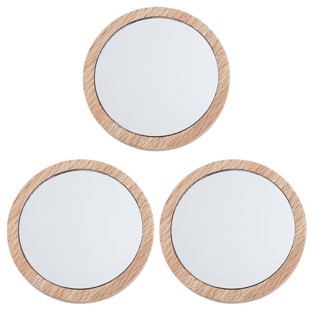 MasteelfCA 3Pcs Handheld Small Mirror Makeup Mirror with Wood Frame for Home Travel