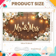 Elegant Design Wedding Banner Mr & Mrs Champagne Flowers Garland for Wedding Reception Romantic Event Anniversary
