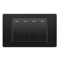 thumbnail image 1 of Interruptores Eléctricos de Pared, Interruptor de Luz de 4 Posiciones, 118 mm X 74 mm, Panel de Vidrio Templado, Interruptor de Botón Mecánico, Color Negro., 1 of 6