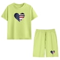 thumbnail image 6 of Amidoa Girls 2 Piece Outfits Summer Clothes Short Sleeve Cotton Floral Print T-Shirt and Shorts Casual Kids Clothing Sets Green Size 11, 6 of 9