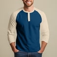 thumbnail image 6 of Dwelliawo Mens Summer Fall Henley Shirts Raglan 3/4 Sleeve Jersey Baseball T-Shirts Casual Workout Sport Athletic Tee Tops Navy L, 6 of 7