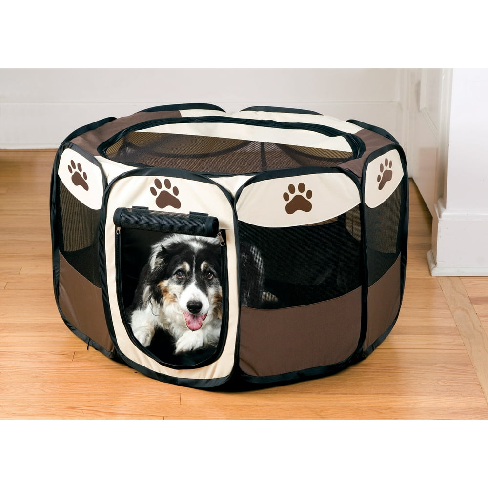 Etna Portable Foldable Pet Playpen For Dogs, Paw Print Indoor and
