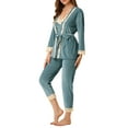 thumbnail image 4 of INSPIRE CHIC Women's 3pcs Cami Top Tie Lace Sleepwear Set Pajama Set M Blue, 4 of 6