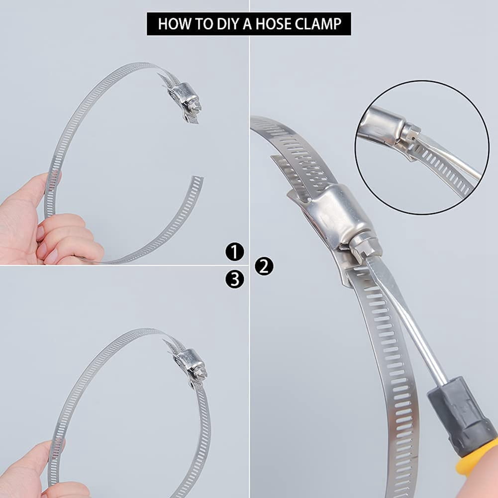 Adjustable 304 Stainless Steel Duct Clamps Hose Clamp Pipe Clamp Air Ducting Clamp Worm Drive