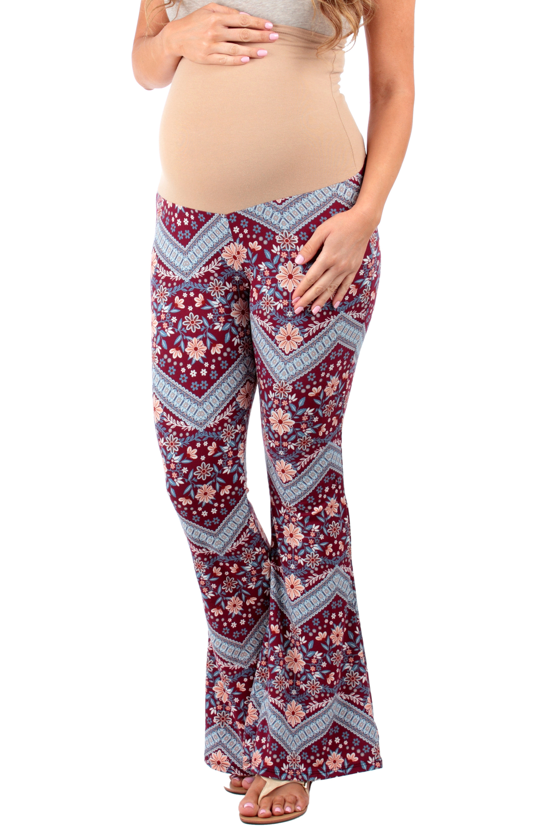 Women's Strechy Maternity Palazzo Pants with Tummy Control by Rags and