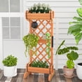 thumbnail image 2 of Gymax 2-Tier Raised Planter Garden Wooden Bed w/ 2 Cylindrical Planter Boxes, 2 of 10