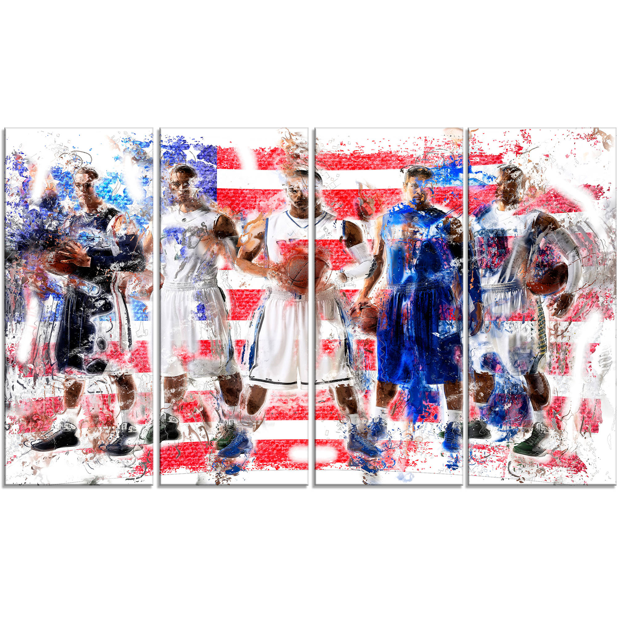 Design Art USA Basketball, 4 Panels, 48" x 28"