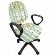 thumbnail image 1 of Abstract Office Chair Slipcover, Vertical Geometric Stripes in Forest Birch Willow Tree Leaf Graphic, Protective Stretch Decorative Fabric Cover, Standard Size, Almond Green Khaki White, by Ambesonne, 1 of 5