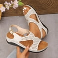 thumbnail image 4 of Womens Sandals Open Toe Hollow out Low Wedge Antislip Comfortable Footbed Slingback Orthopedic Walking Shoes White Size 6, 4 of 7