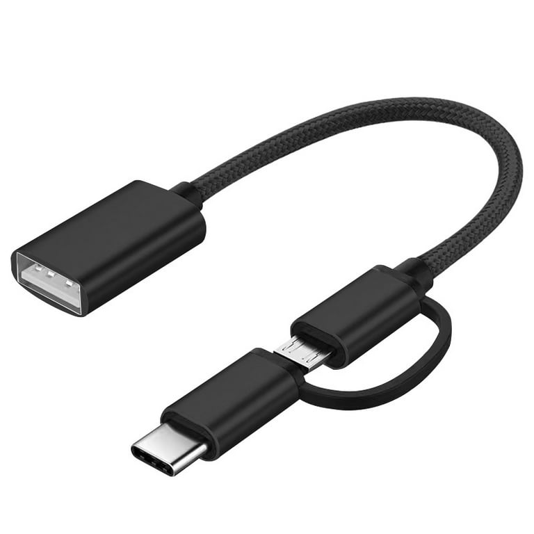 JGD PRODUCTS 2 in 1 OTG Adapter Cable Micro USB + USB C to USB 3.0 Female  Connector Cable, OTG Cable, Compatible Transmission & Charging, for All