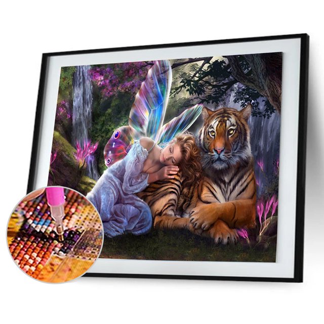 Taladro Pintura Diamante (DE2500) Tigre 5D DIY Bordado Completo Costura Punto de Cruz 40x50cm Hugtrwg Para estrenar