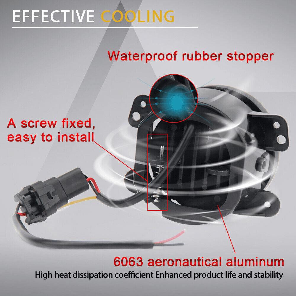 Pair 4 Inch LED Fog Lights Front Bumper Driving Lamps for Jeep Wrangler JK JL JT