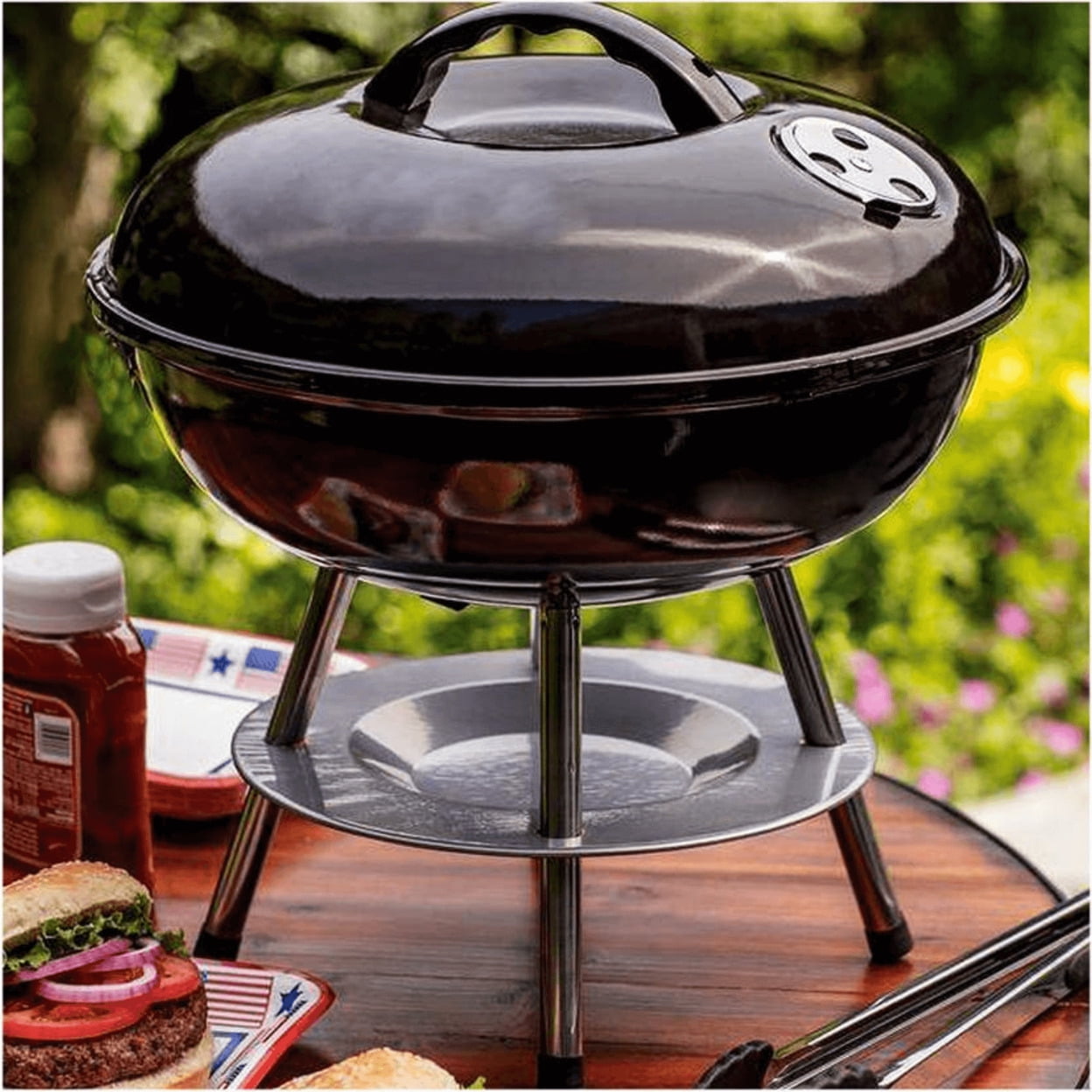 Better Chef 14 Inch Portable Charcoal Grill BBQ414 Enamel Coated Stainless Steel