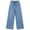 #01 Light Blue 【Mix & Match: Stock Up on Your Favorite Colors】, variant on Women's Soft Imitation Denim Wide Leg Pants, Loose Fit Casual Trousers, Mid Waisted with 34 Inch Inseam, Stretchy Rayon Blend for Tummy Control, Flattering Flowy Silhouette