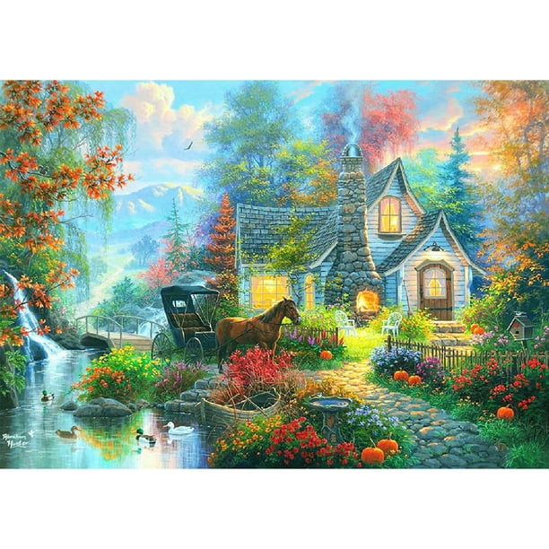 Taladro de pintura de diamante (DE1166) 5D DIY Cottage Horse bordado completo paisaje Kits 30x40cm FLhrweasw Nuevo