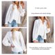 thumbnail image 5 of Blusa de Mujer Cuello en V Manga Larga Camisa Informal de Color Puro Cómoda para la Oficina en casa Blanco M, 5 of 6