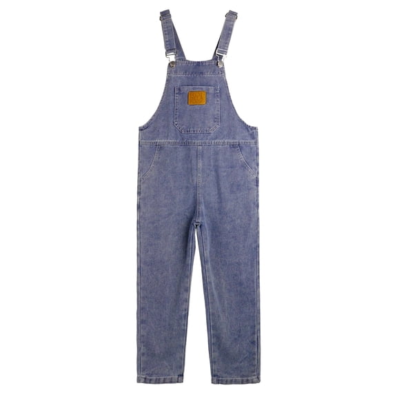 KIDSCOOL SPACE Girls Overalls, Little Big Girls Simple Casual Soft Denim Pants Jumpsuit,8-9 Years