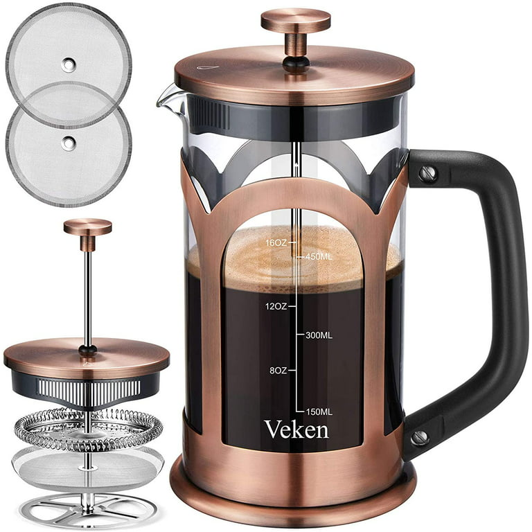  POLIVIAR French Press Coffee Maker, 34 Ounce Coffee Press with  Real Wood Handle, Double Wall Insulation & Dual-Filter Screen, Food Grade  Stainless Steel for Good Coffee and Tea (Lava): Home 
