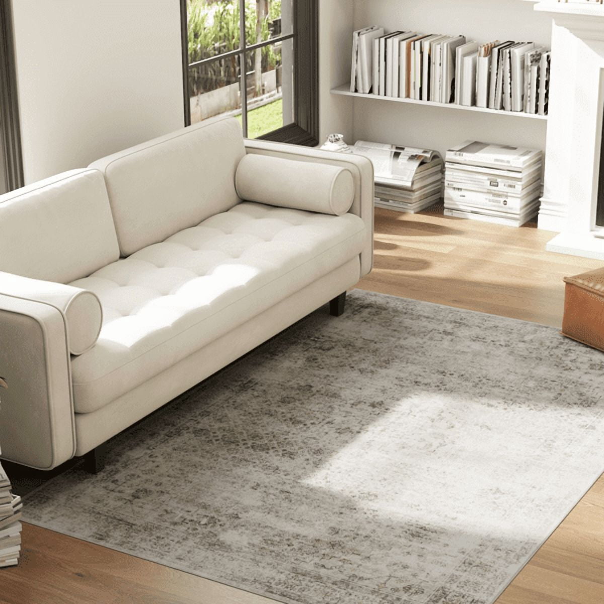 Area Rug 72"x47.6" Chenille Soft Non-Slip TPR Backing Machine Washable Rug for Living Room Bedroom