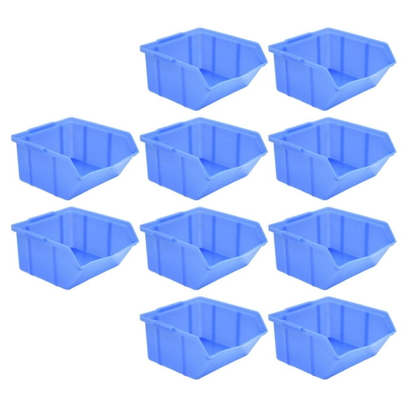 Bacs de Rangement de Garage de 10 Paquets, Bacs de Rangement Empilables, Boîte de Rangement de Composant, Bleu de Mur