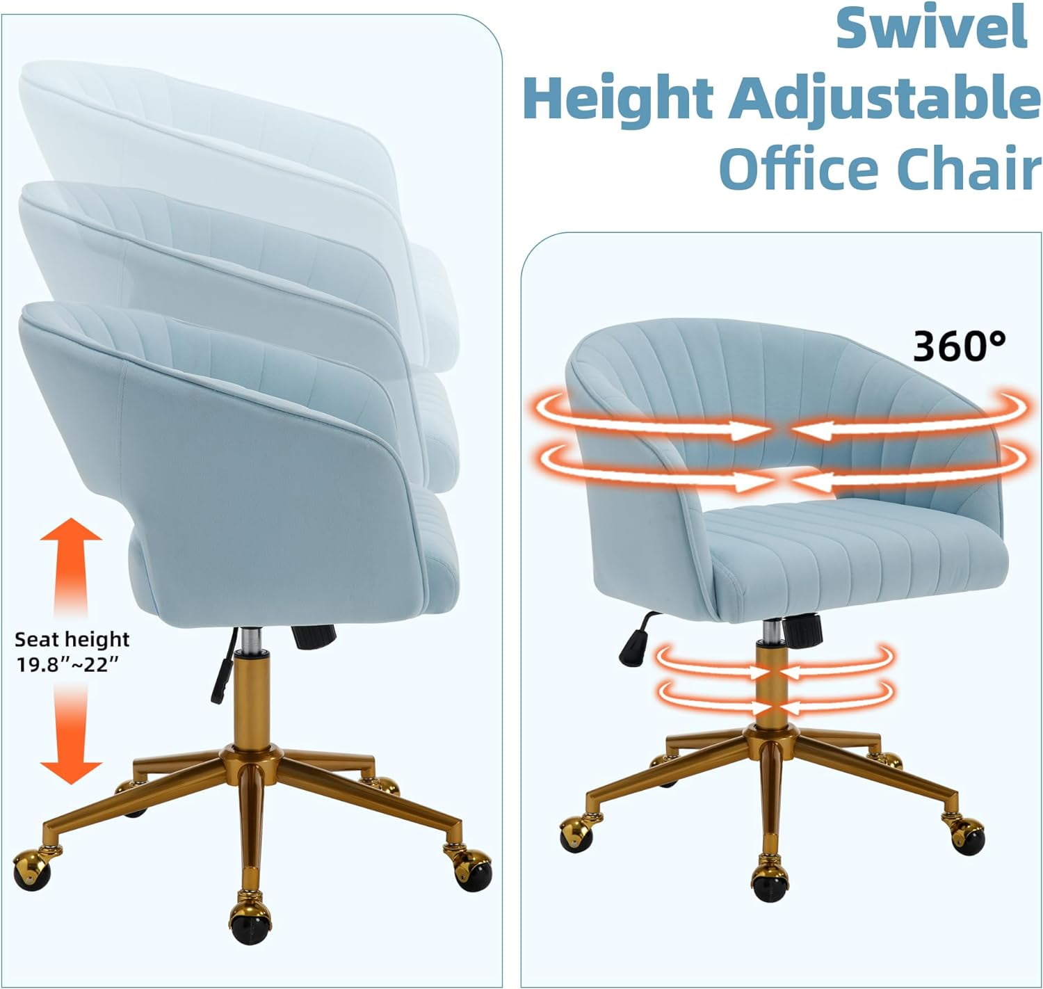 Light blue velvet desk chair discount