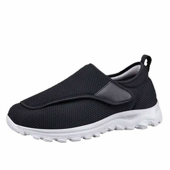 AUDeals Men's Barefoot Walking Shoes, Wide Width Adjustable Trainers with Breathable Comfort for Outdoor Running (Black, 9)