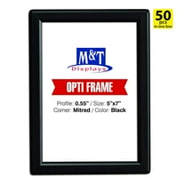 M&T Displays 5" x 7" Snap Frame, Opti Frame, Aluminum, Wall Mounted Frames - Black / 20pcs /