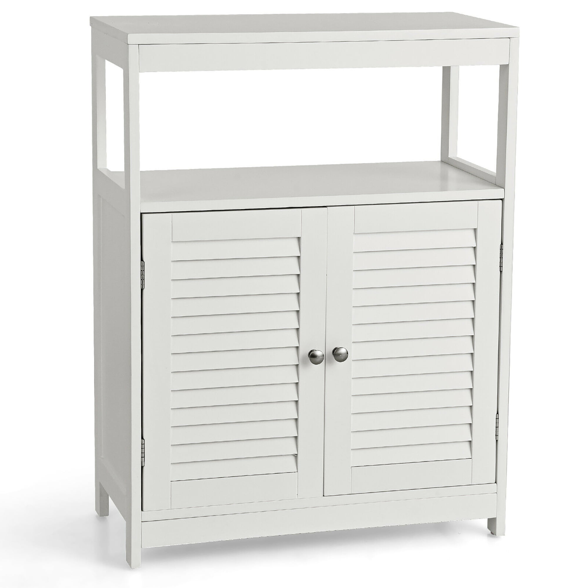 2 Door Bathroom Floor Cabinet Free Standing Storage Organizer w/Adjustable Shelf 