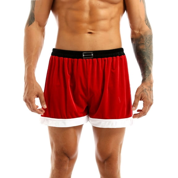 YiZYiF Mens Flannel Loose Boxer Shorts Santa Claus Costume Holiday Outfit