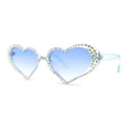 thumbnail image 2 of Full Rhinestone Studded Bubbly Heart Shape Cute Sunglasses Blue, 2 of 4