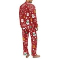 thumbnail image 2 of SCRAWLGOD Merry Christmas Gingerbread Man Santa Claus Mens Polyester Pajama Set with Pockets, Long Sleeve Button Down Pajama Set for Men, Men's Sleepwear, Notch Collar Casual Loungewear, XS, 2 of 6