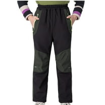 Odeerbi Kids Boys Girls Waterproof Ski Pants Winter Warm Fleece Hiking Pants 2025 Fashion Solid Color Outdoor Keep Warm Windproof Plush Hiking Ski Pants Olive Green 11-12 Years
