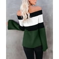 thumbnail image 4 of Off Shoulder Ribbed Knit Sweater Dark Green Medium, 4 of 4